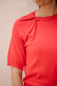 Sweater s/slve twist basic knit Chili Red 07002 - Bij Keesje - Esqualo - sweater