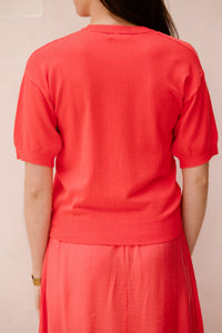 Sweater s/slve twist basic knit Chili Red 07002 - Bij Keesje - Esqualo - sweater