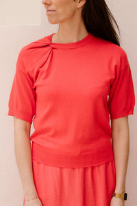 Sweater s/slve twist basic knit Chili Red 07002 - Bij Keesje - Esqualo - sweater