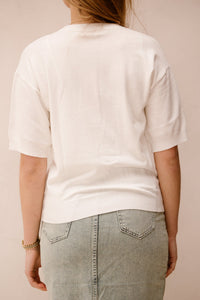 Sweater s/slve twist basic knit Off White 07002 - Bij Keesje - Esqualo - sweater