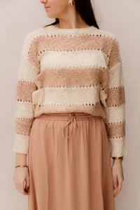 Sweater Striped Ecru/Cappuccino 02008 - Bij Keesje - Esqualo - Trui