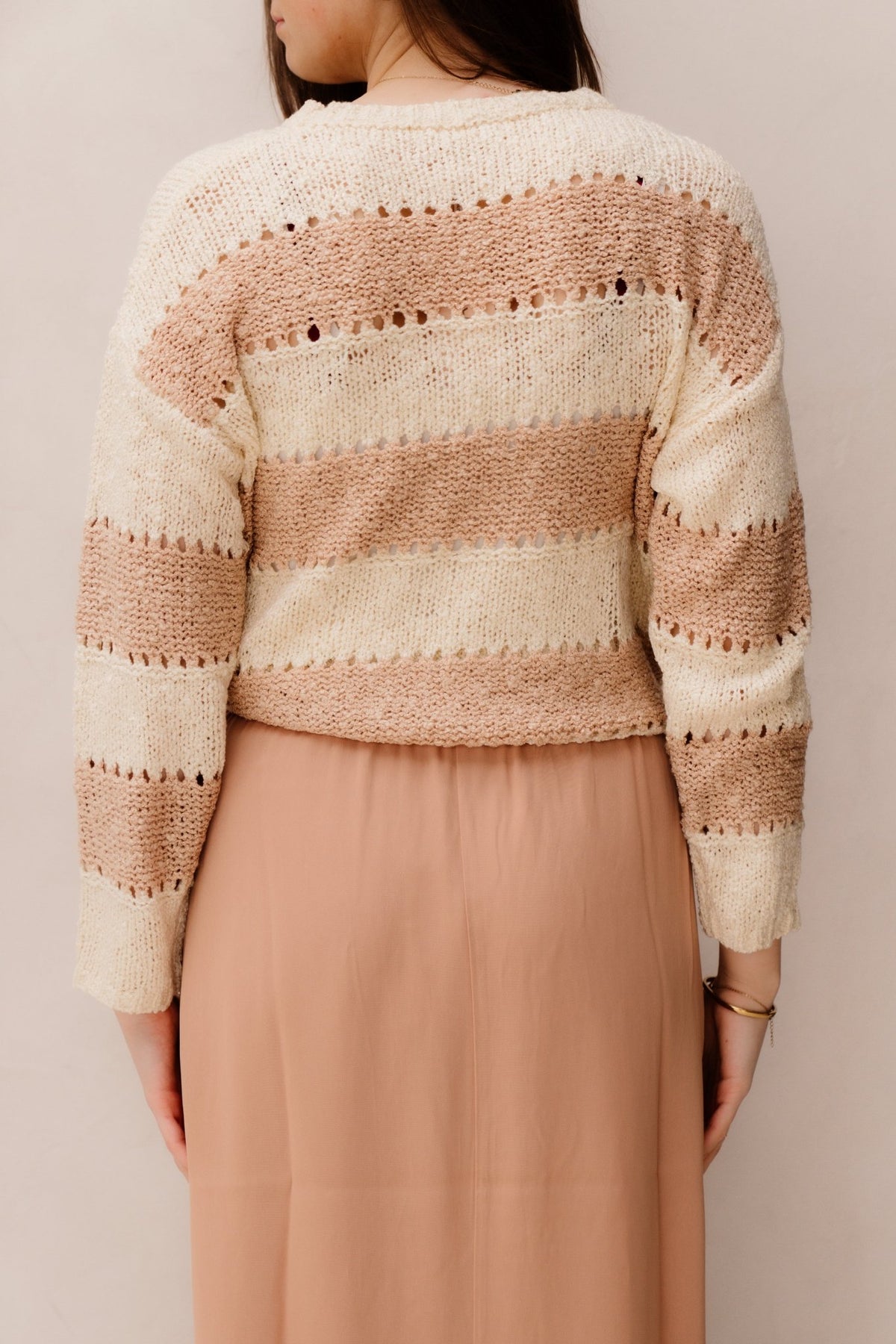 Sweater Striped Ecru/Cappuccino 02008 - Bij Keesje - Esqualo - Trui