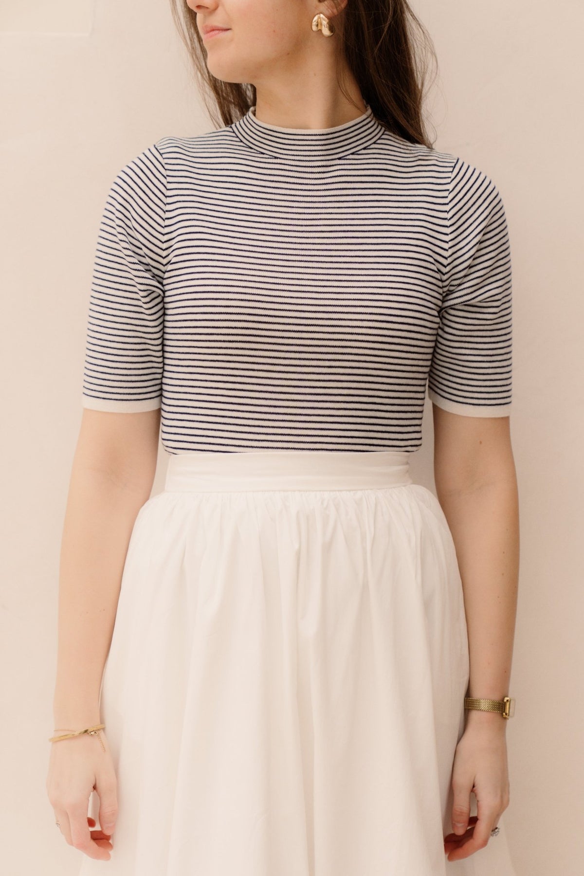 Sweater Striped Off White/Navy 02006 - Bij Keesje - Esqualo - Top