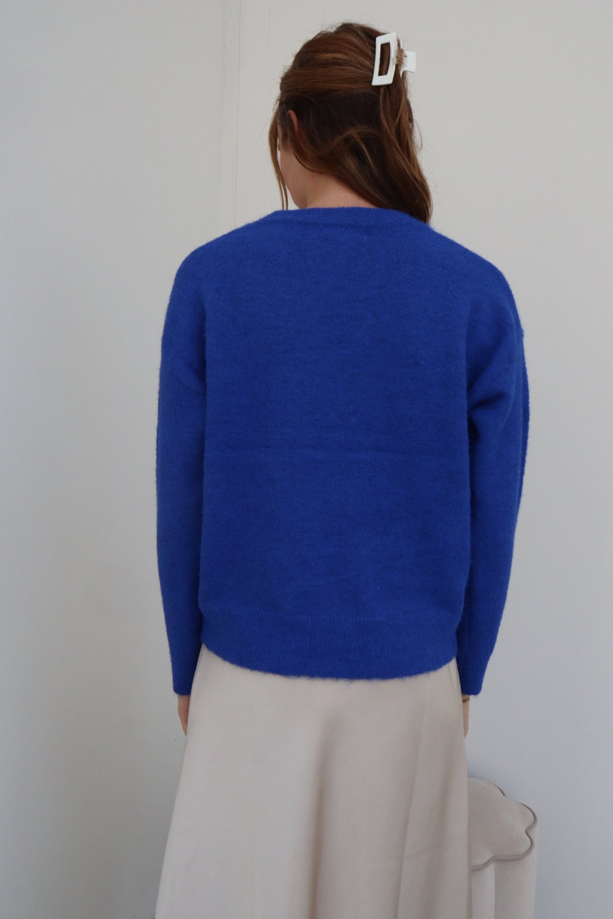 Sweater uni kobalt - Bij Keesje