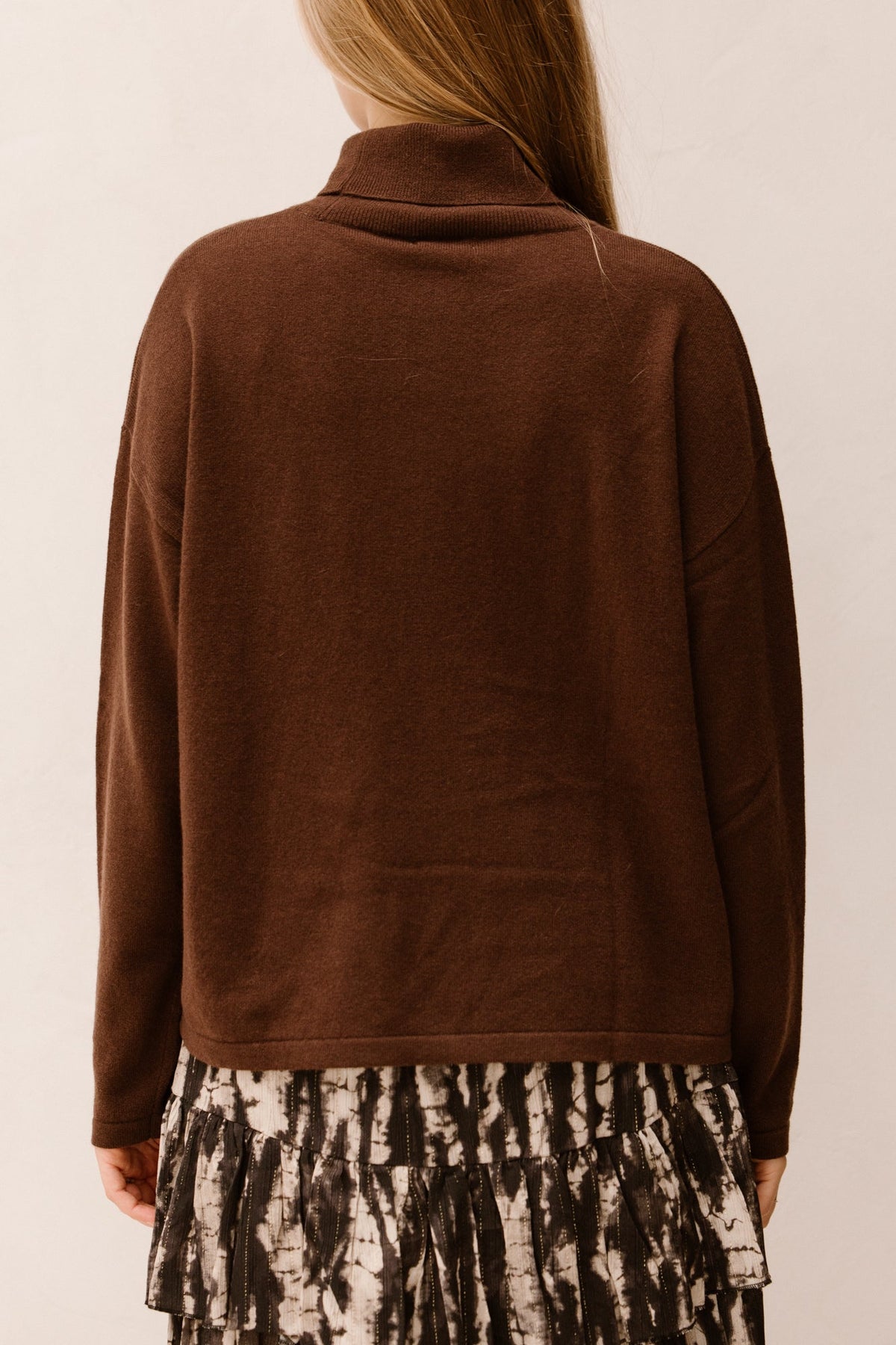 Sweater wool col basic choco 703 - Bij Keesje - Esqualo