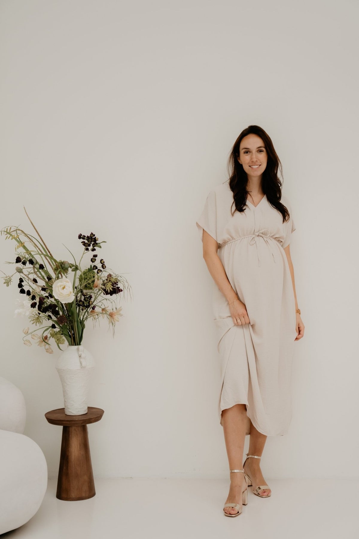Tala Midi Dress Beige - Bij Keesje - Bij Keesje - Jurk