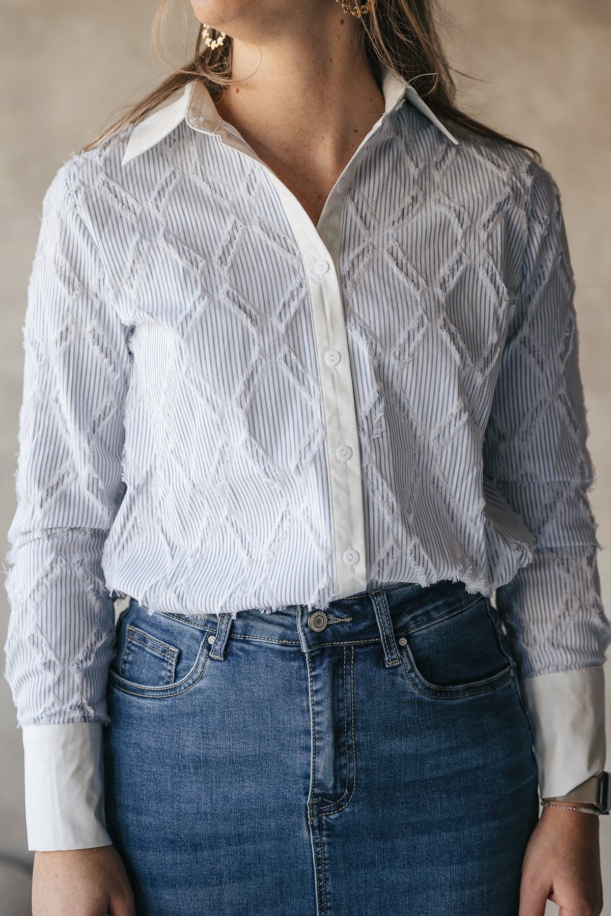 Tamara blouse blue/white - Bij Keesje