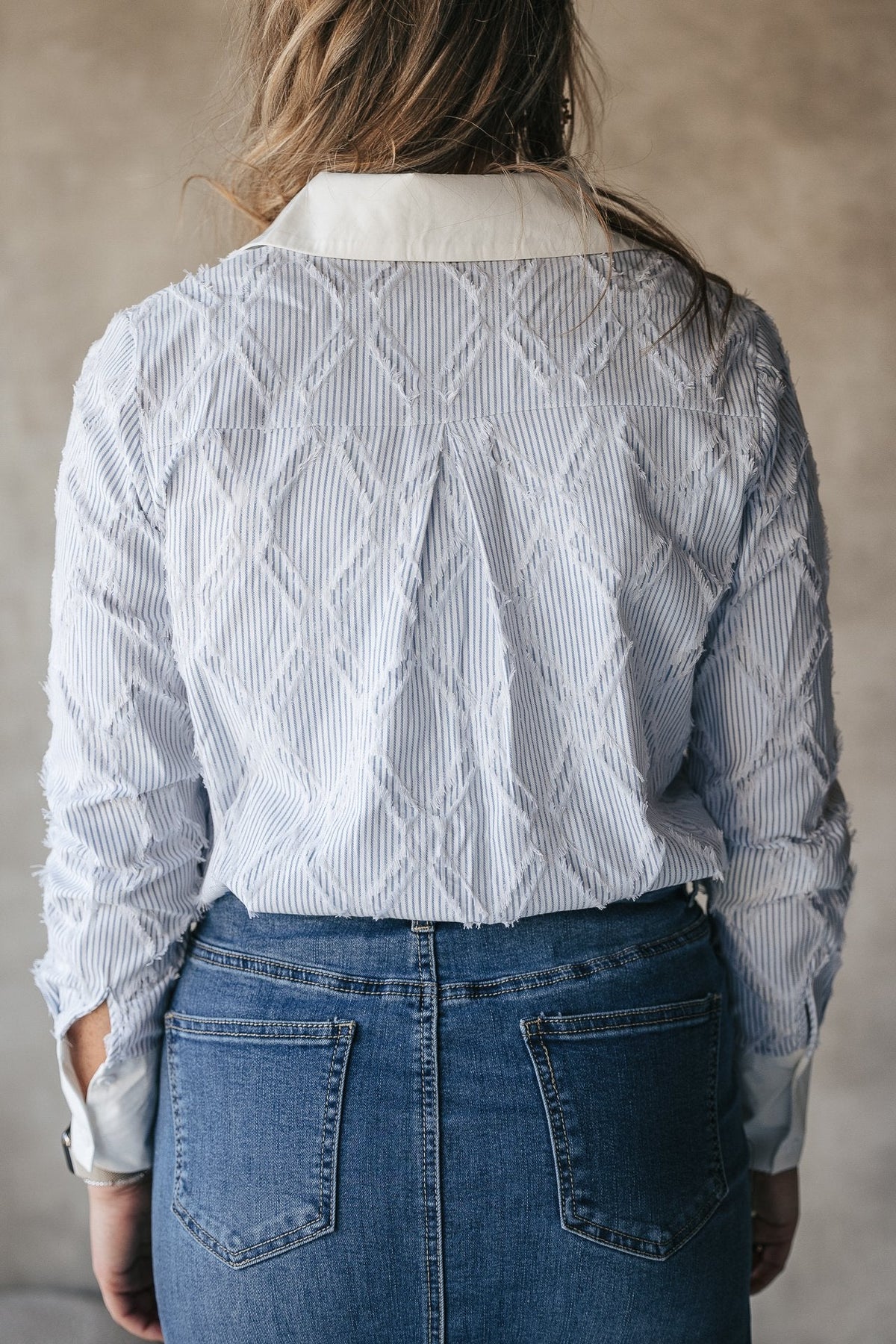 Tamara blouse blue/white - Bij Keesje