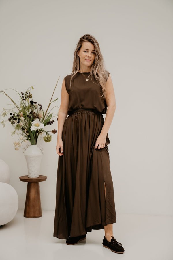Tanja Long Skirt Brown - Bij Keesje - Bij Keesje - Rok