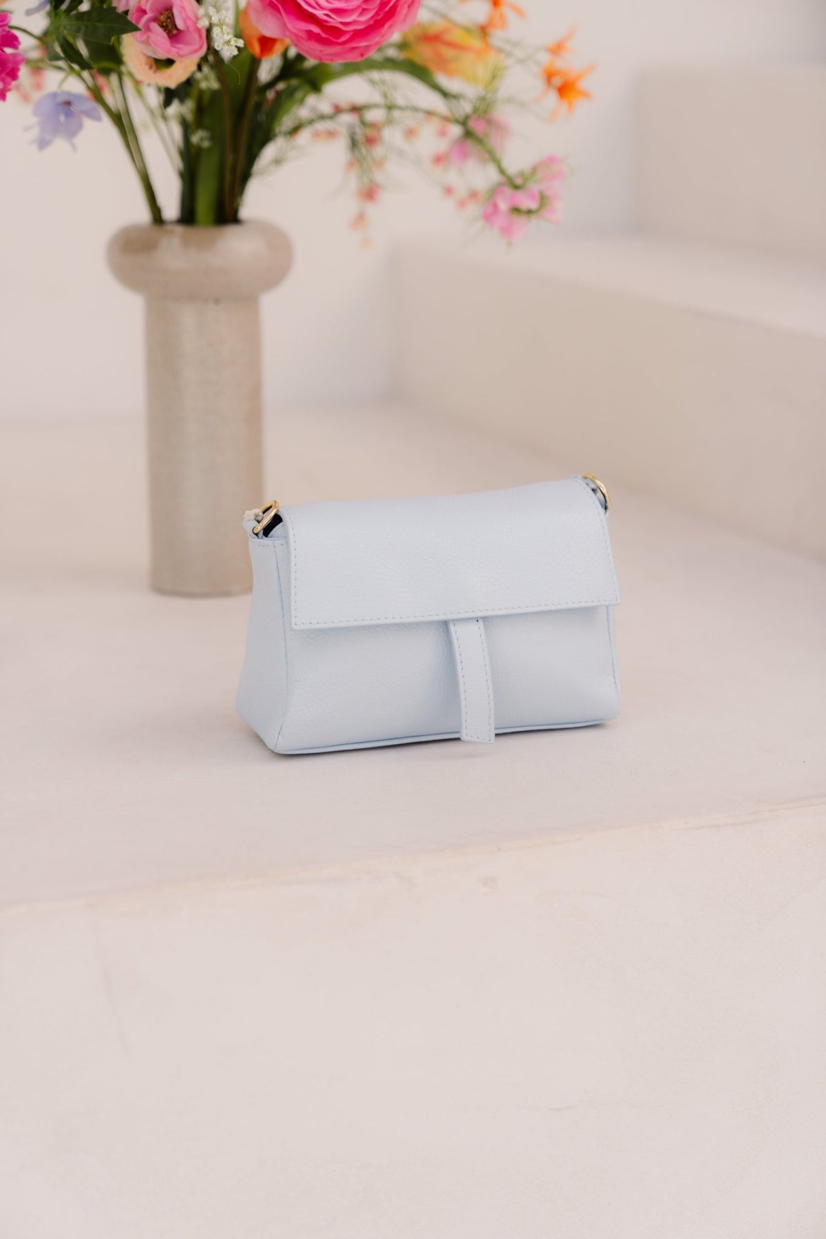 Tas Amanda leer Celeste Blue - Bij Keesje - Bij Keesje - tas