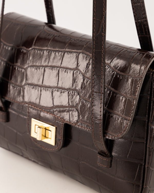 Tas Cocco croco donkerbruin - Bij Keesje - Bij Keesje - Tas