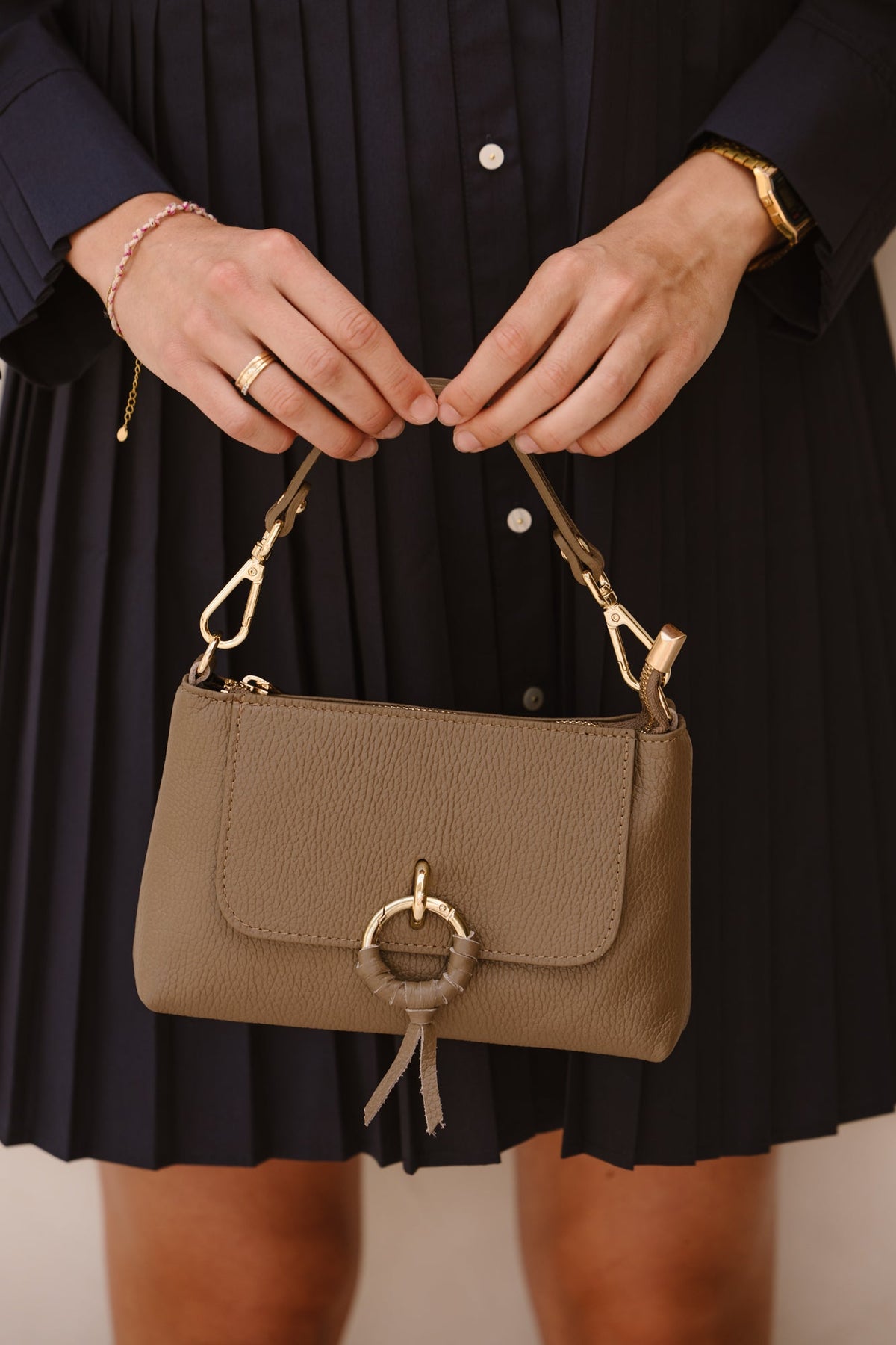 Tas Cosi leer taupe - Bij Keesje - Bij Keesje