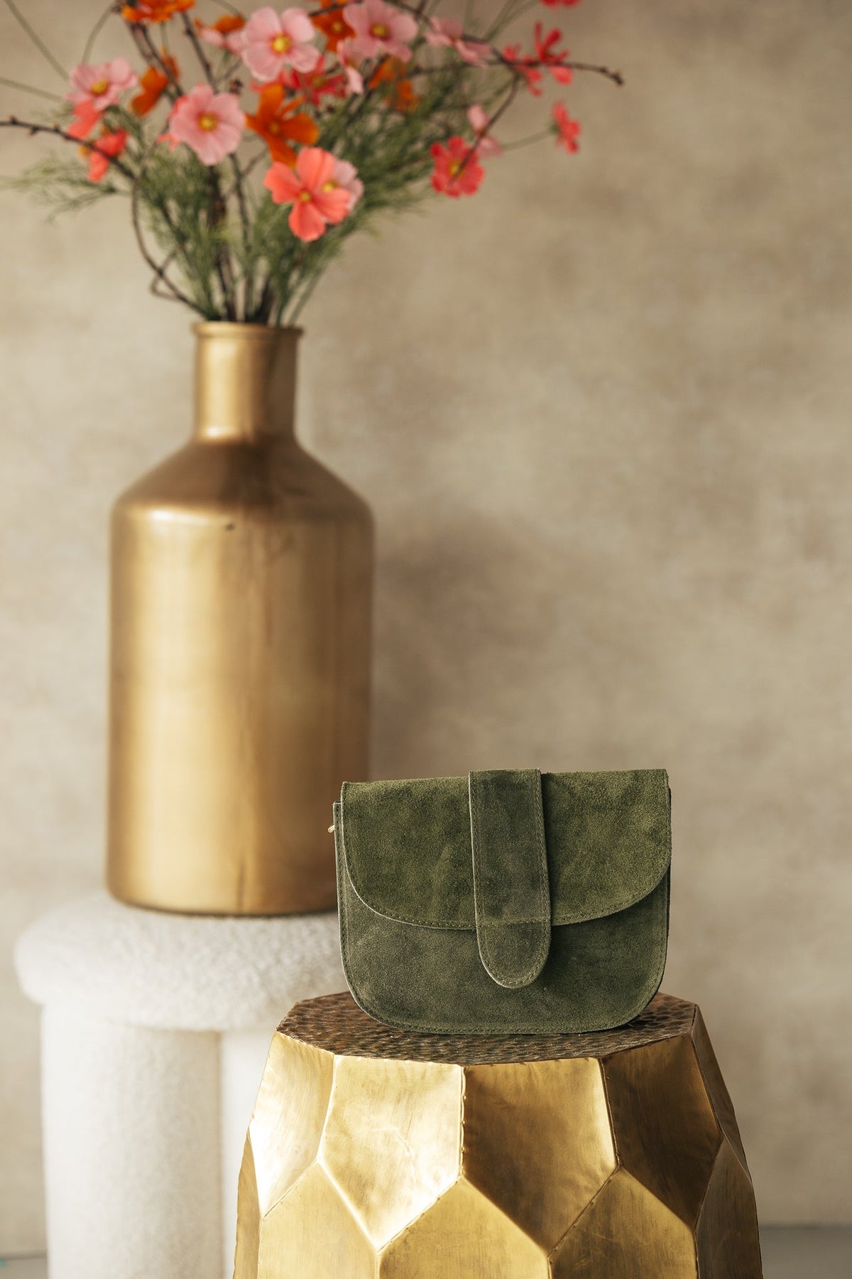 Tas Esdoorn suede darkgreen - Bij Keesje - Bij Keesje