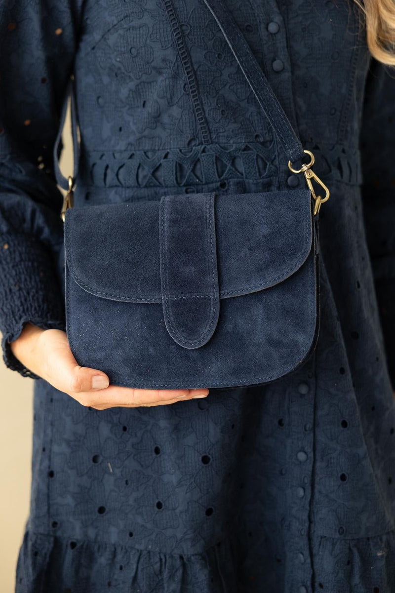 Tas Esdoorn suede donkerblauw - Bij Keesje - Bij Keesje