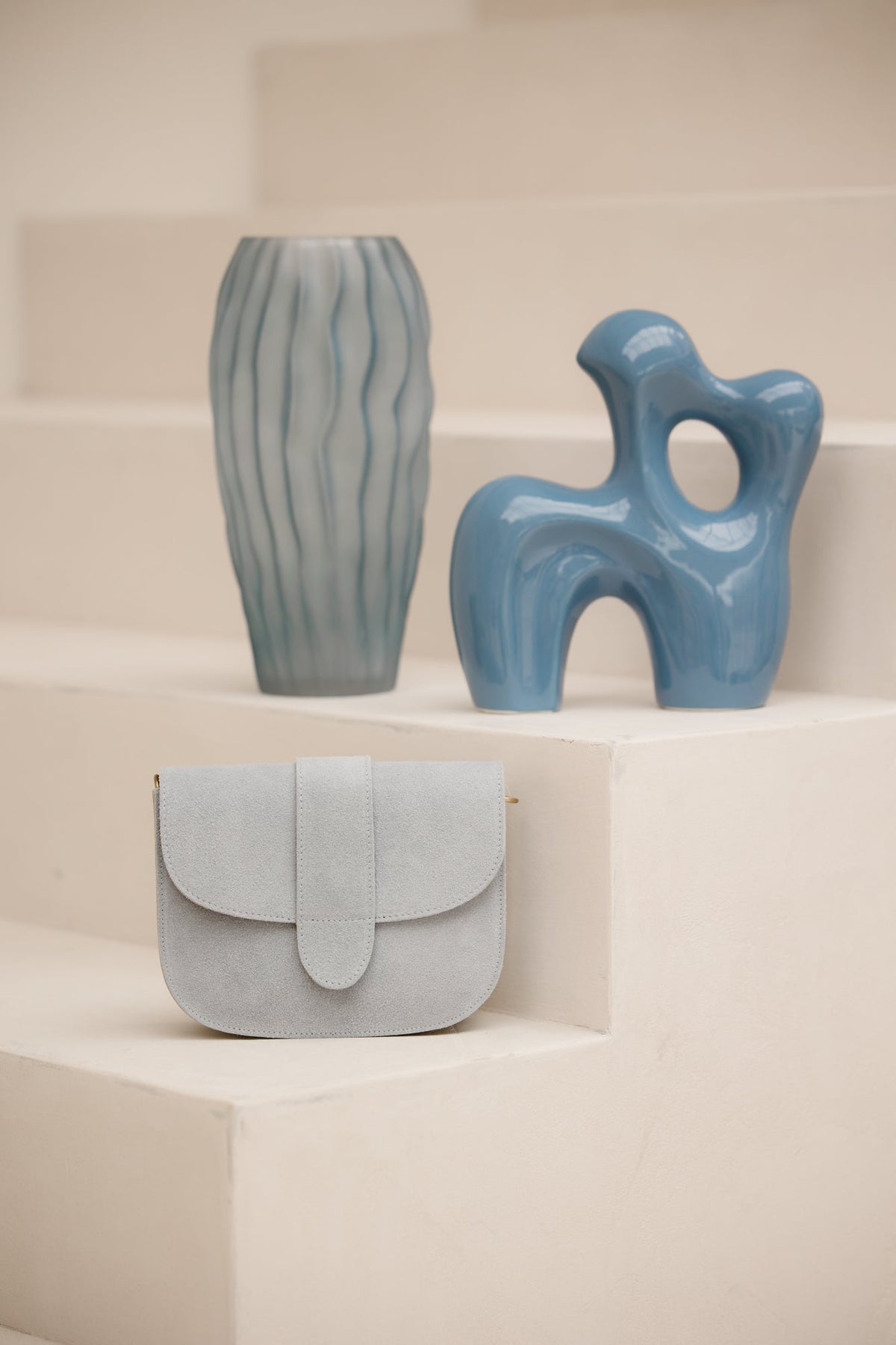 Tas Esdoorn suede lichtblauw - Bij Keesje - Bij Keesje