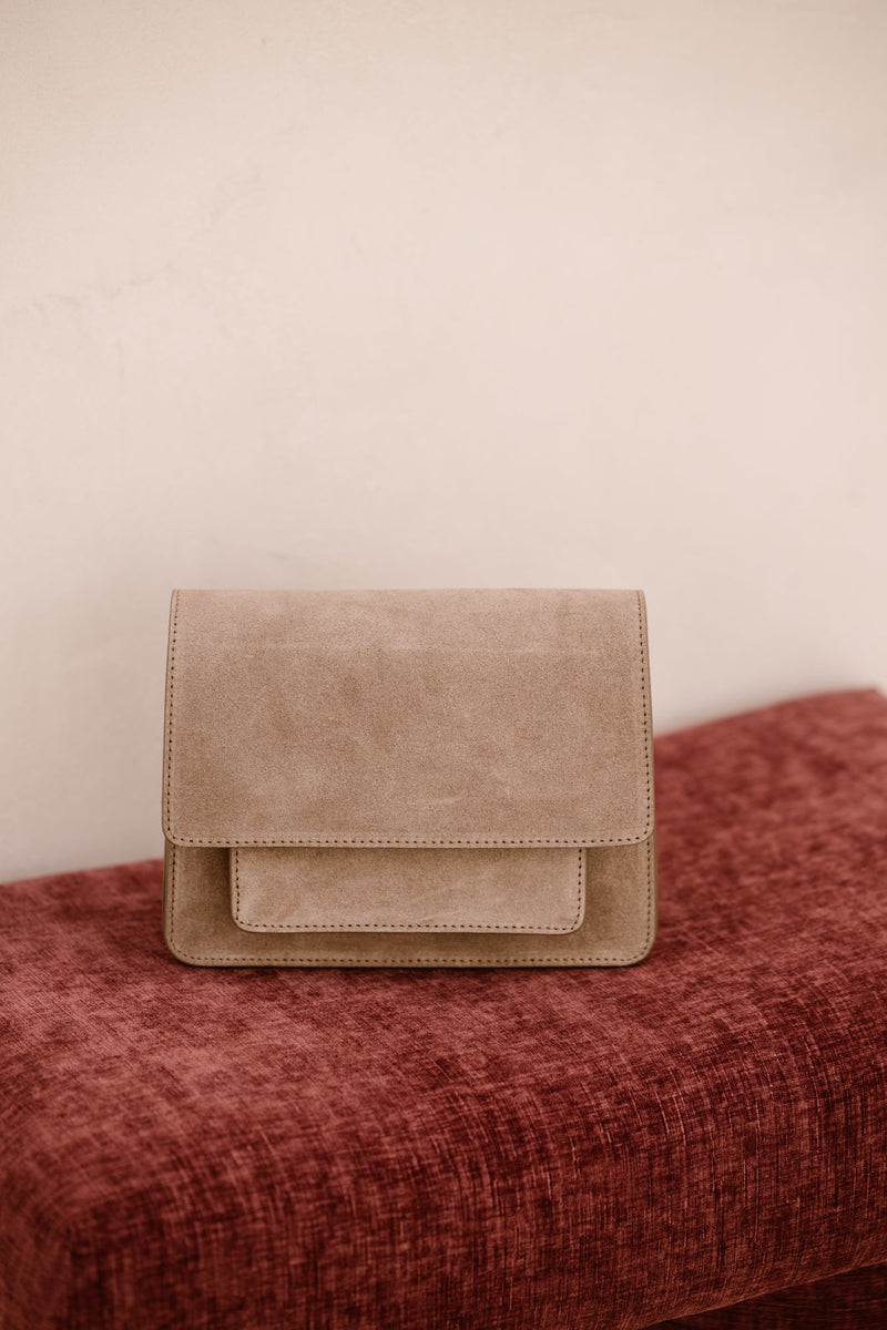 Tas Fenna suede taupe - Bij Keesje - Bij Keesje