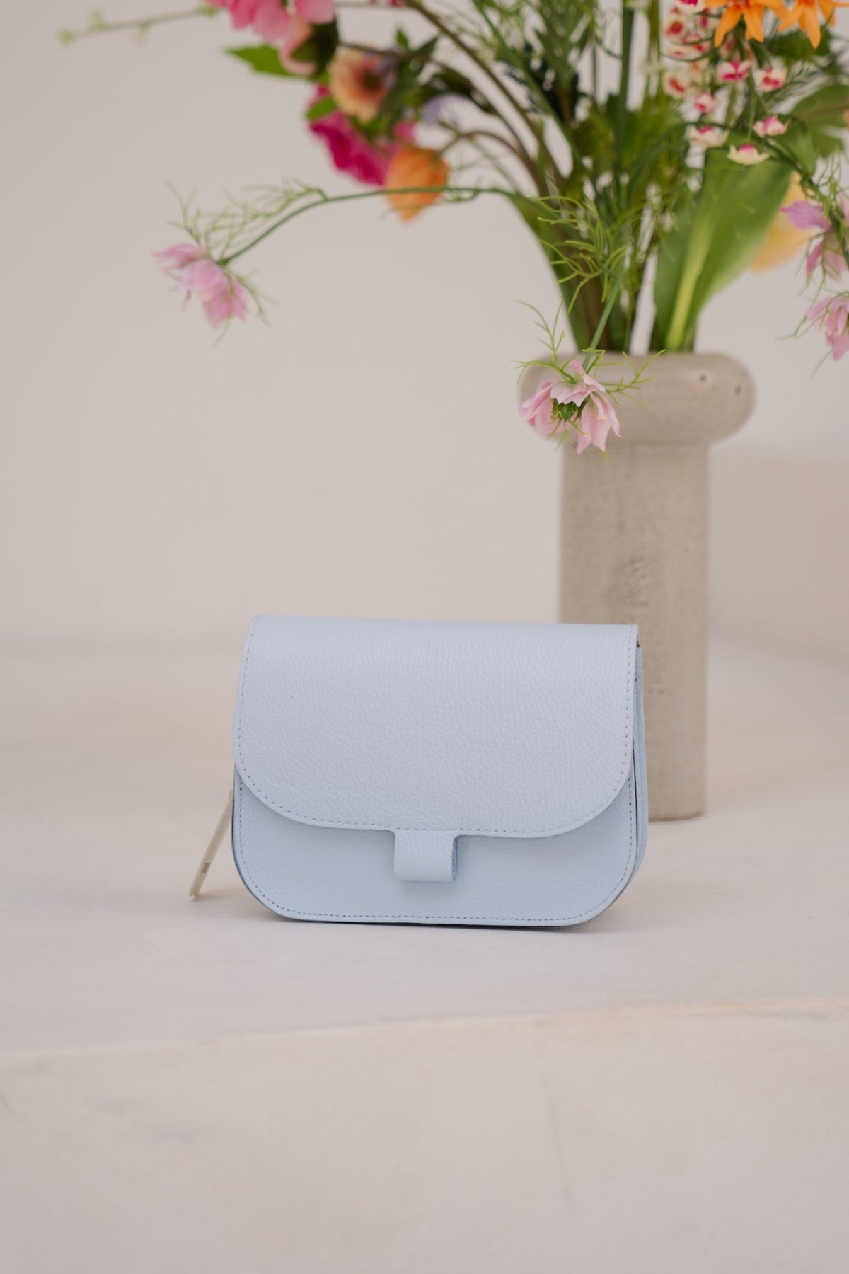 Tas Flora leer celeste blue - Bij Keesje - Bij Keesje - tas