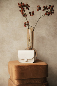 Tas Flora leer ecru - Bij Keesje