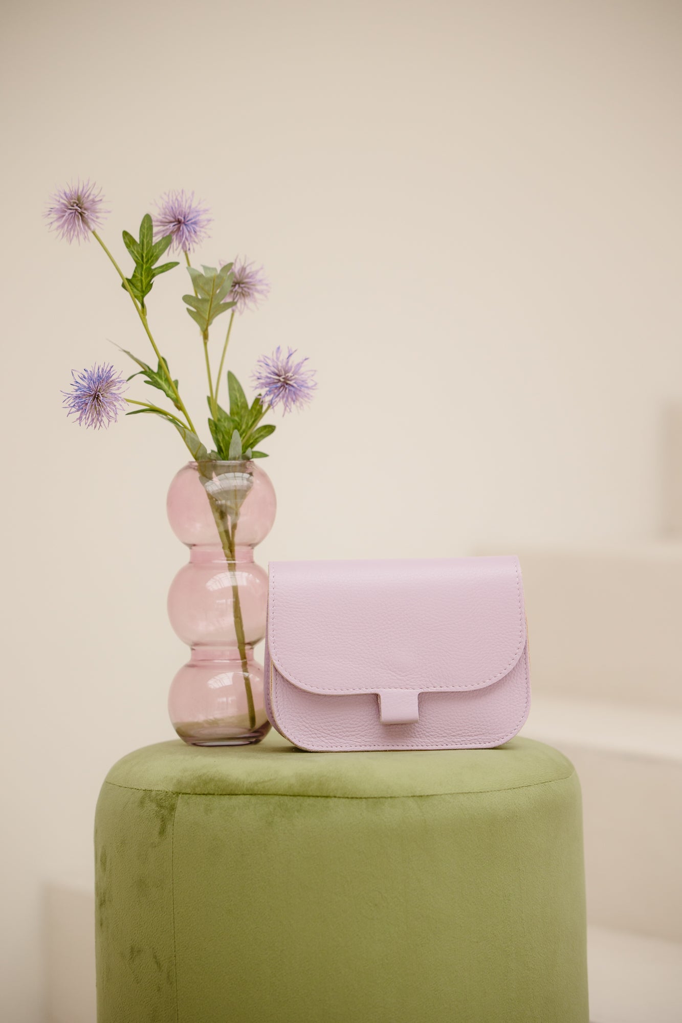 Tas Flora leer lila - Bij Keesje - Bij Keesje