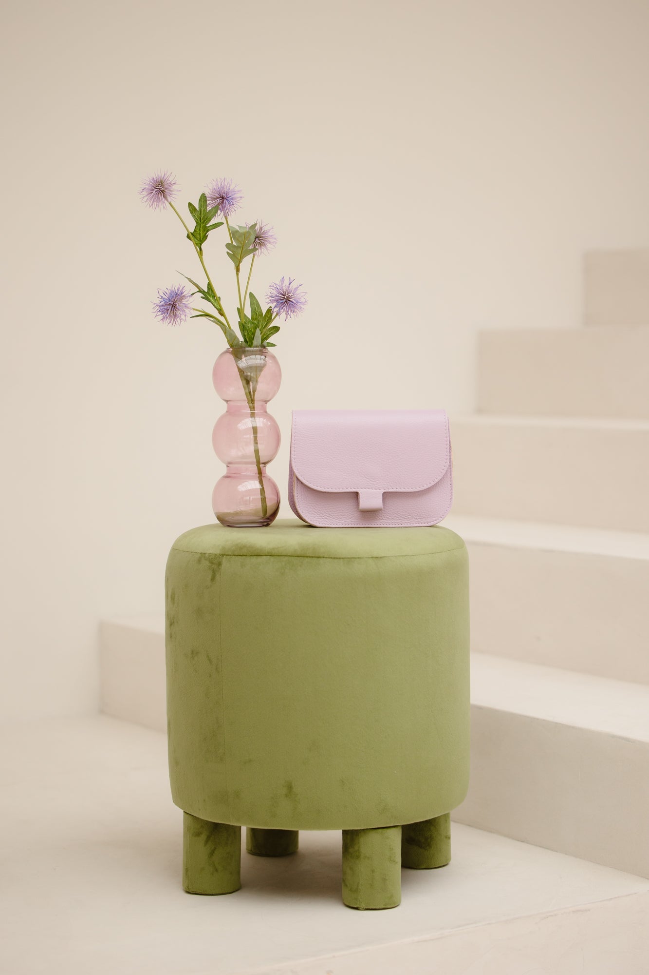 Tas Flora leer lila - Bij Keesje - Bij Keesje