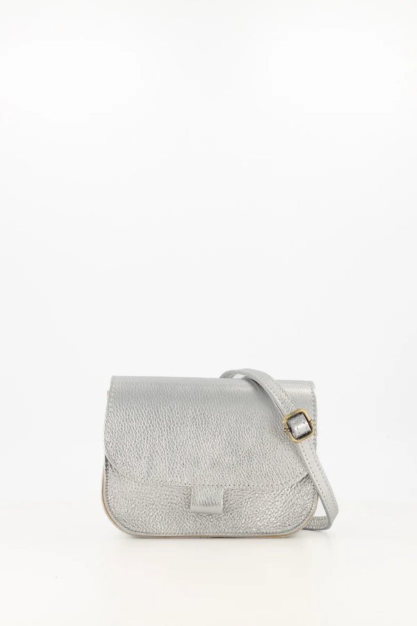 Tas Flora leer zilver - Bij Keesje - Bij Keesje