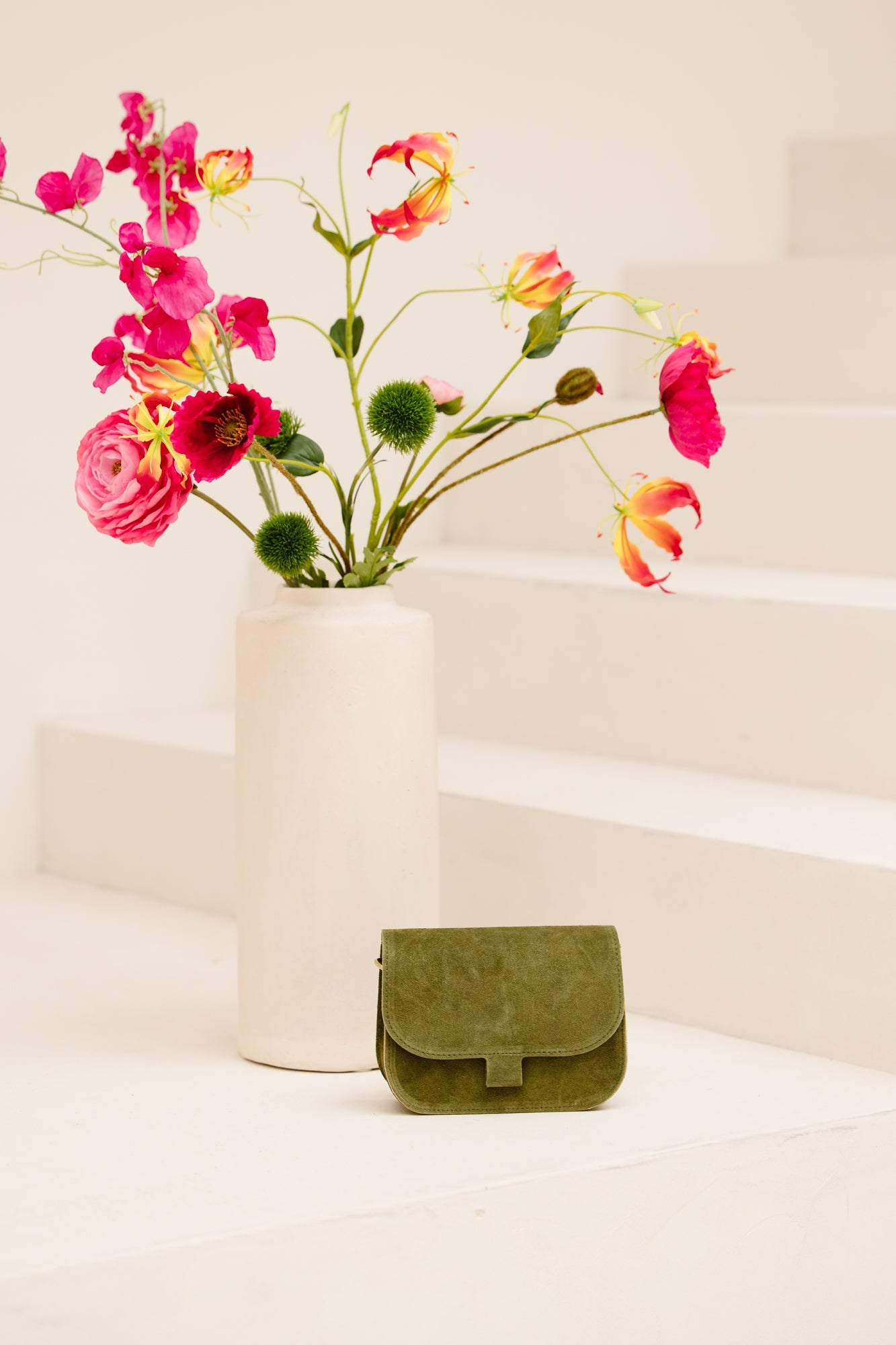 Tas Flora suede groen - Bij Keesje - Bij Keesje