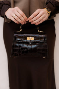 Tas Grace croco donkerbruin - Bij Keesje - Bij Keesje