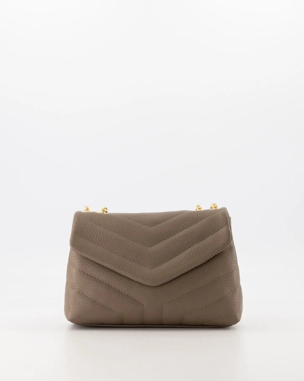 Tas Klaver leer dark taupe - Bij Keesje - Bij Keesje