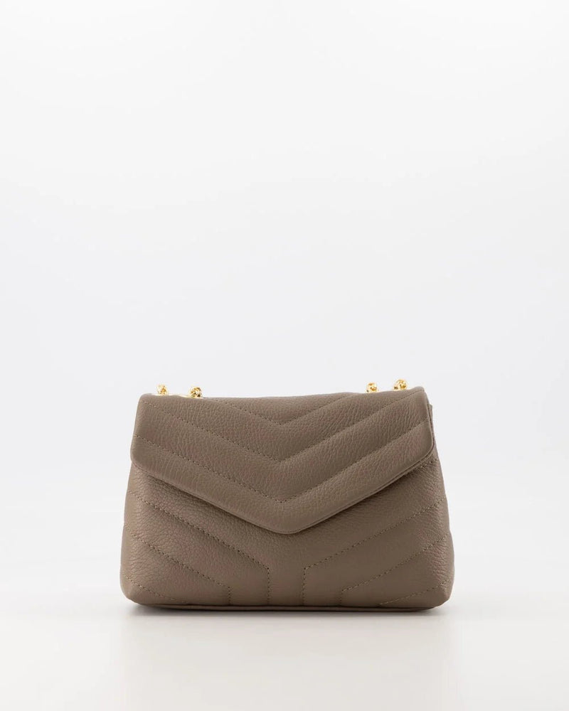 Tas Klaver leer dark taupe - Bij Keesje - Bij Keesje