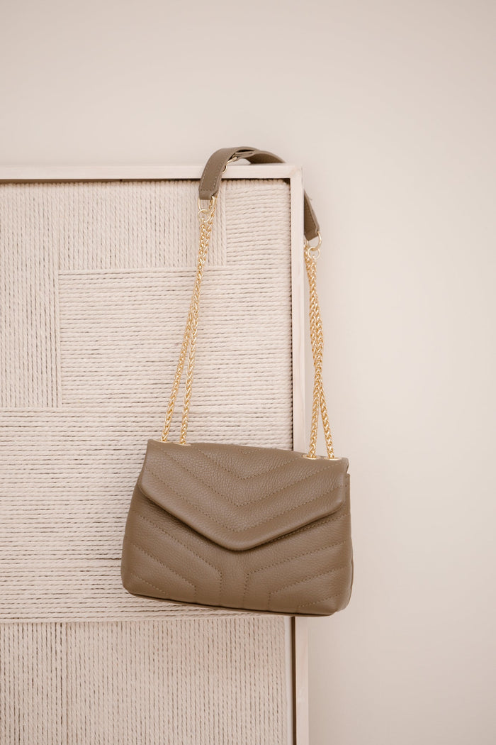 Tas Klaver leer dark taupe - Bij Keesje - Bij Keesje