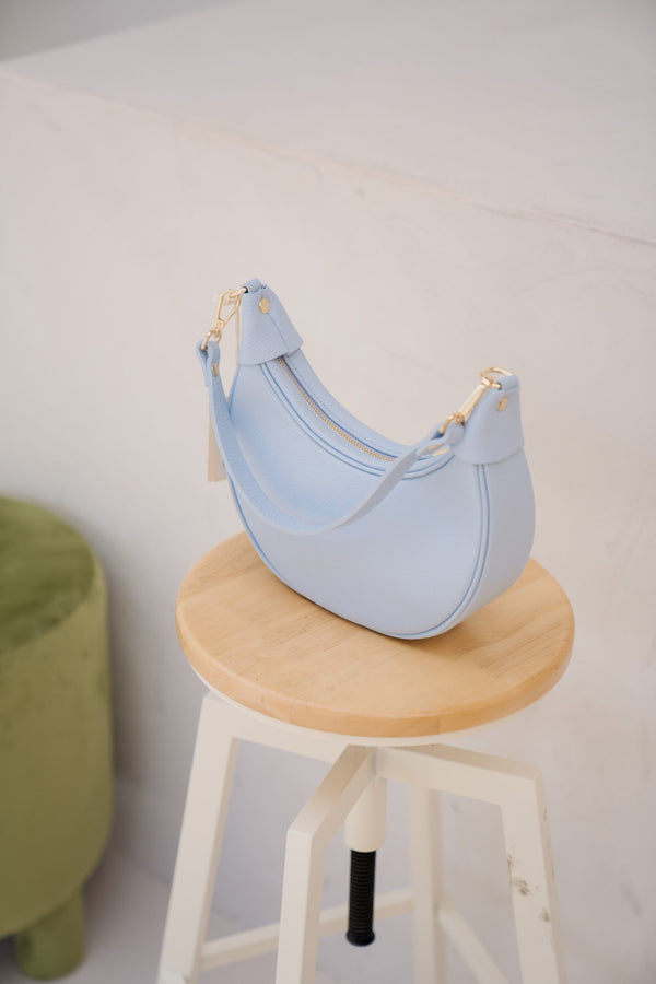 Tas Kyra leer celeste blue - Bij Keesje - Bij Keesje - tas