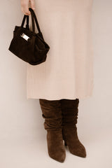 Tas Leonie suede donkerbruin