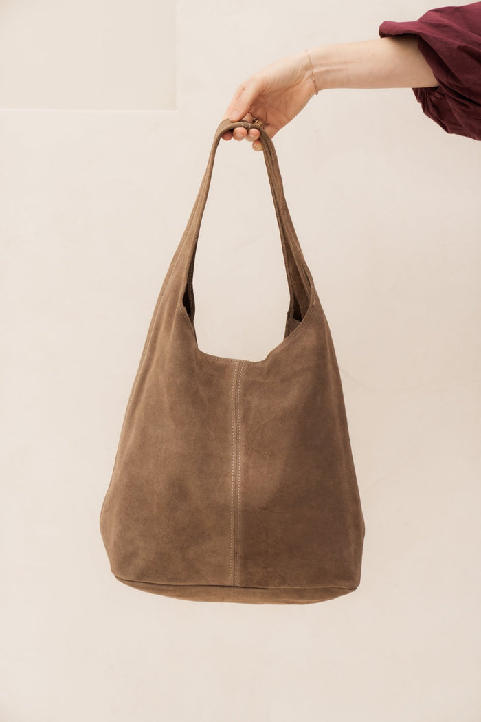 Tas Loreen suede taupe - Bij Keesje - Bij Keesje