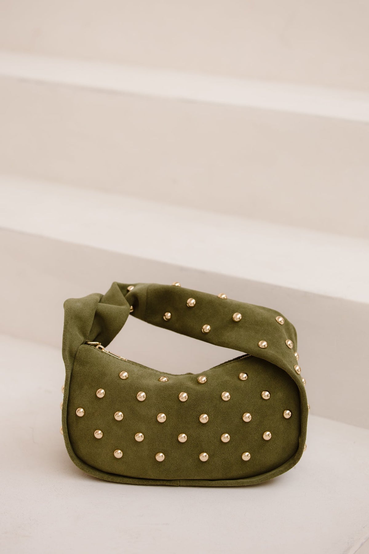 Tas Lottie suede olijfgroen - Bij Keesje - Bij Keesje