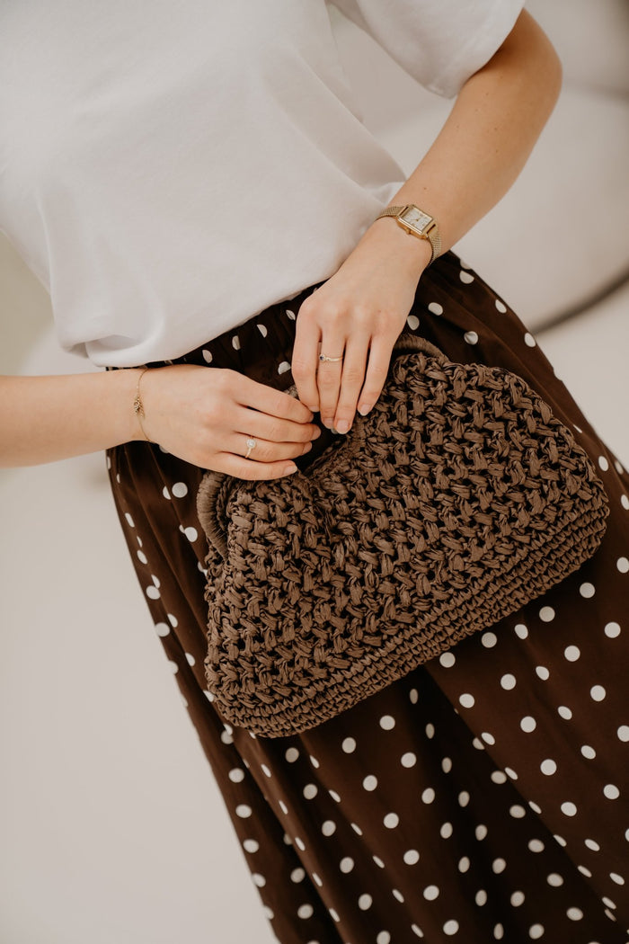 Tas Populier riet clutch bruin - Bij Keesje - Bij Keesje - tas
