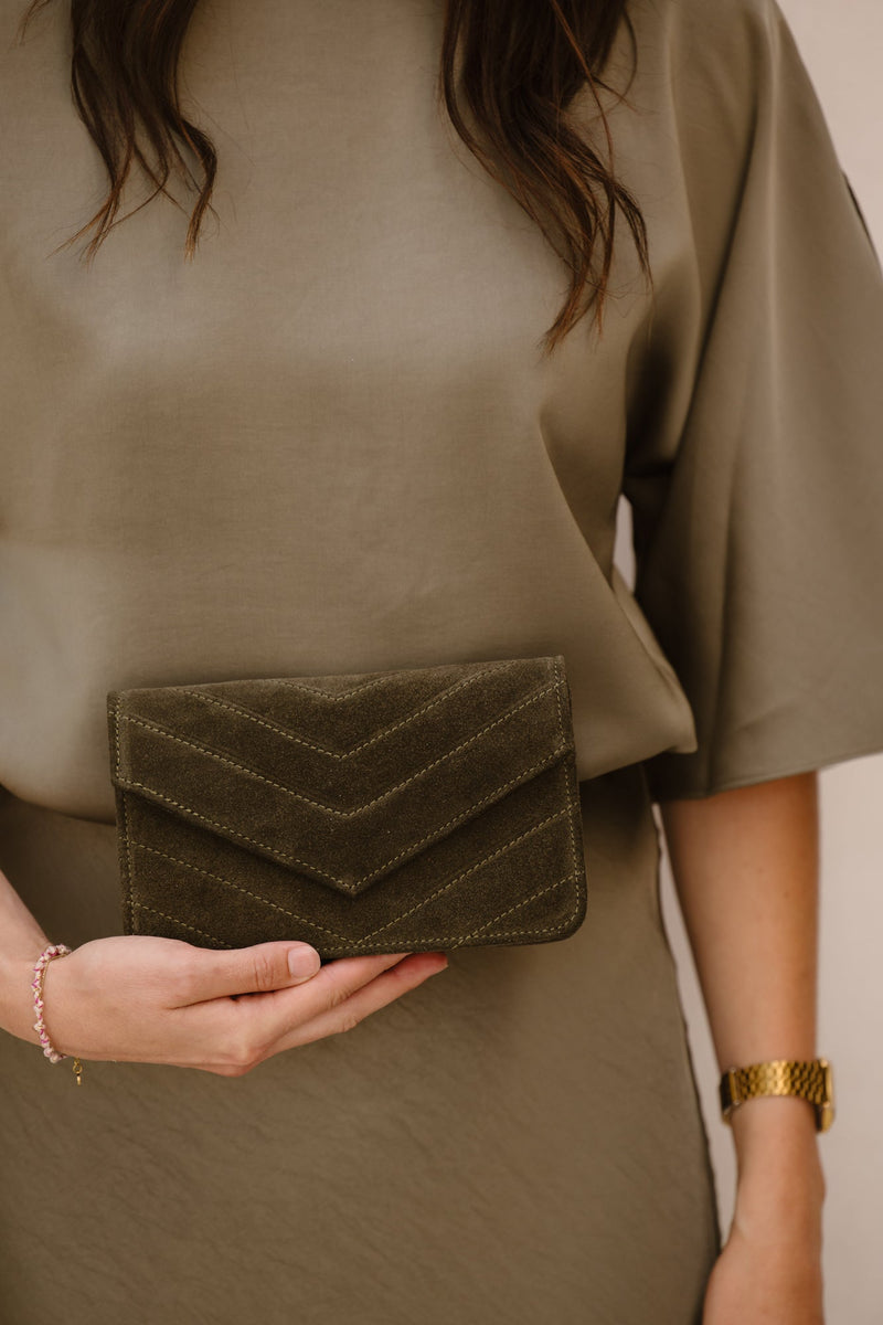 Tas Roos suede military green - Bij Keesje - Bij Keesje