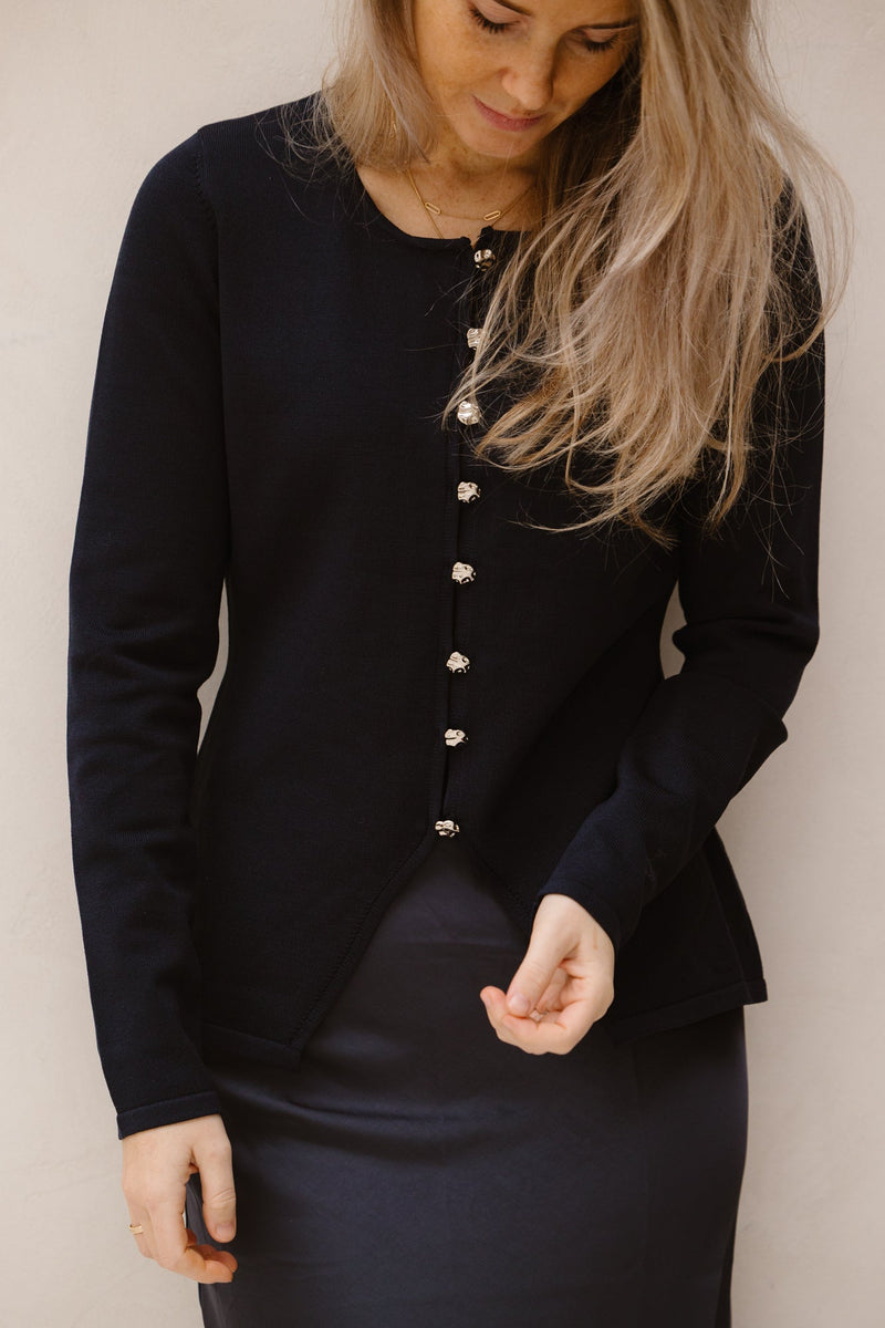 Teller knit blouse dark navy - Bij Keesje - Neo Noir