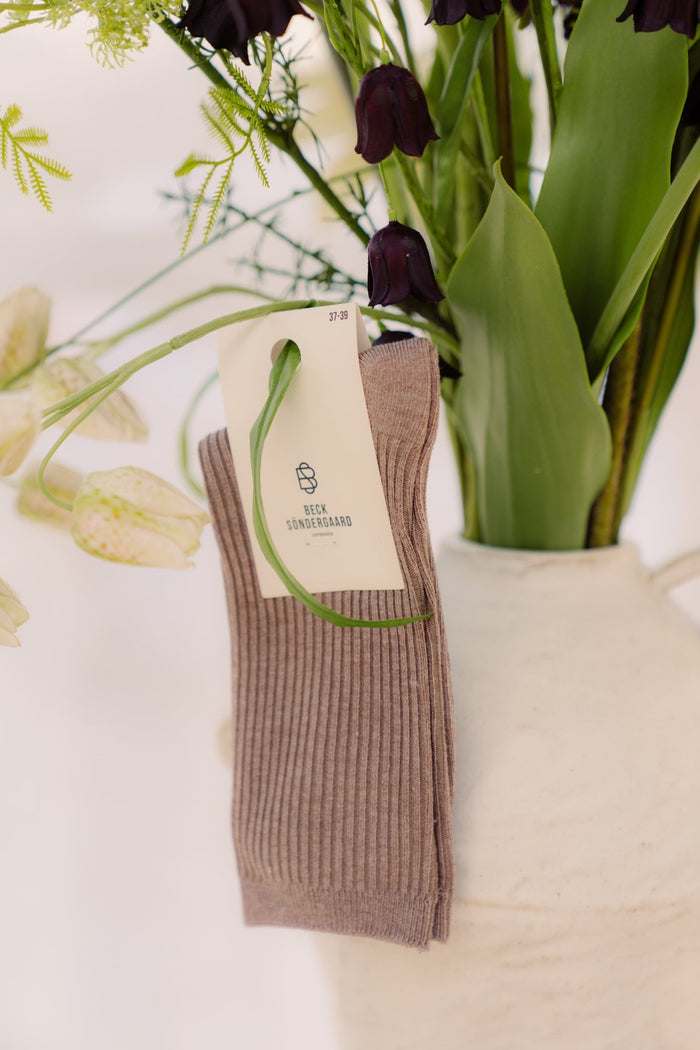 Telma Solid Sock - beige melange - Bij Keesje - Becksöndergaard - Sokken