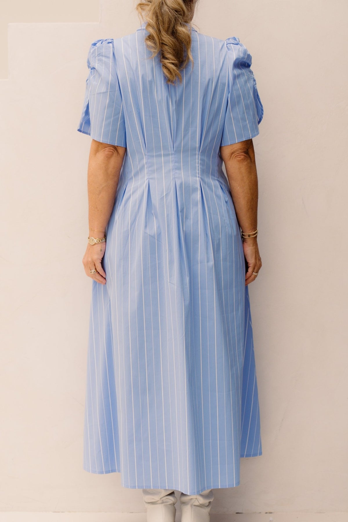 TeranCC Stripe Pleat Dress Pale - Blue - Bij Keesje - Co'couture - jurk