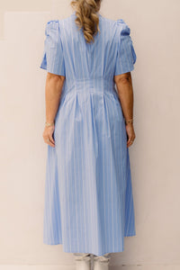 TeranCC Stripe Pleat Dress Pale - Blue - Bij Keesje - Co'couture - jurk