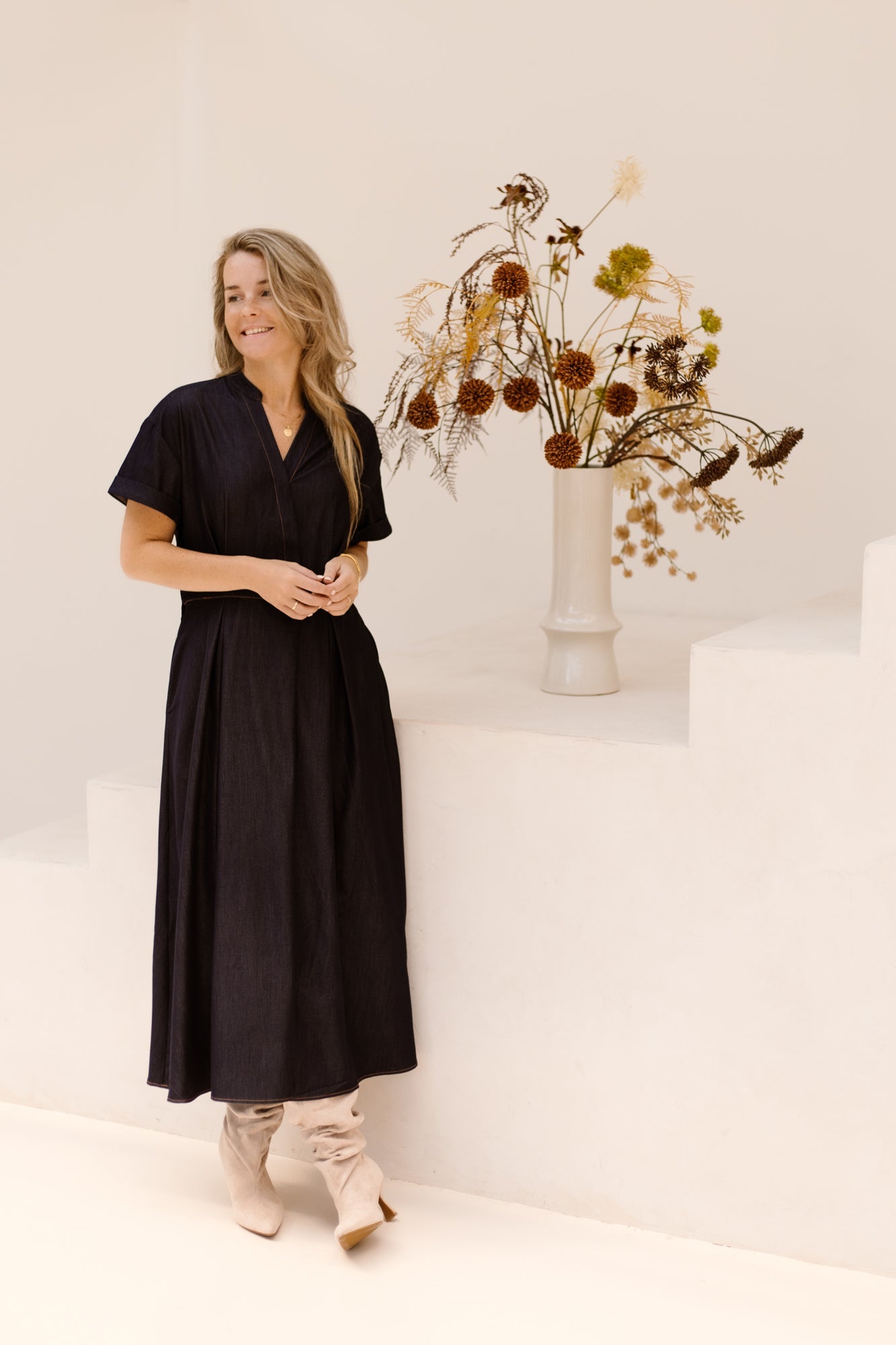 TerryCC Wrap SS Dress Navy - Bij Keesje - Co'couture -