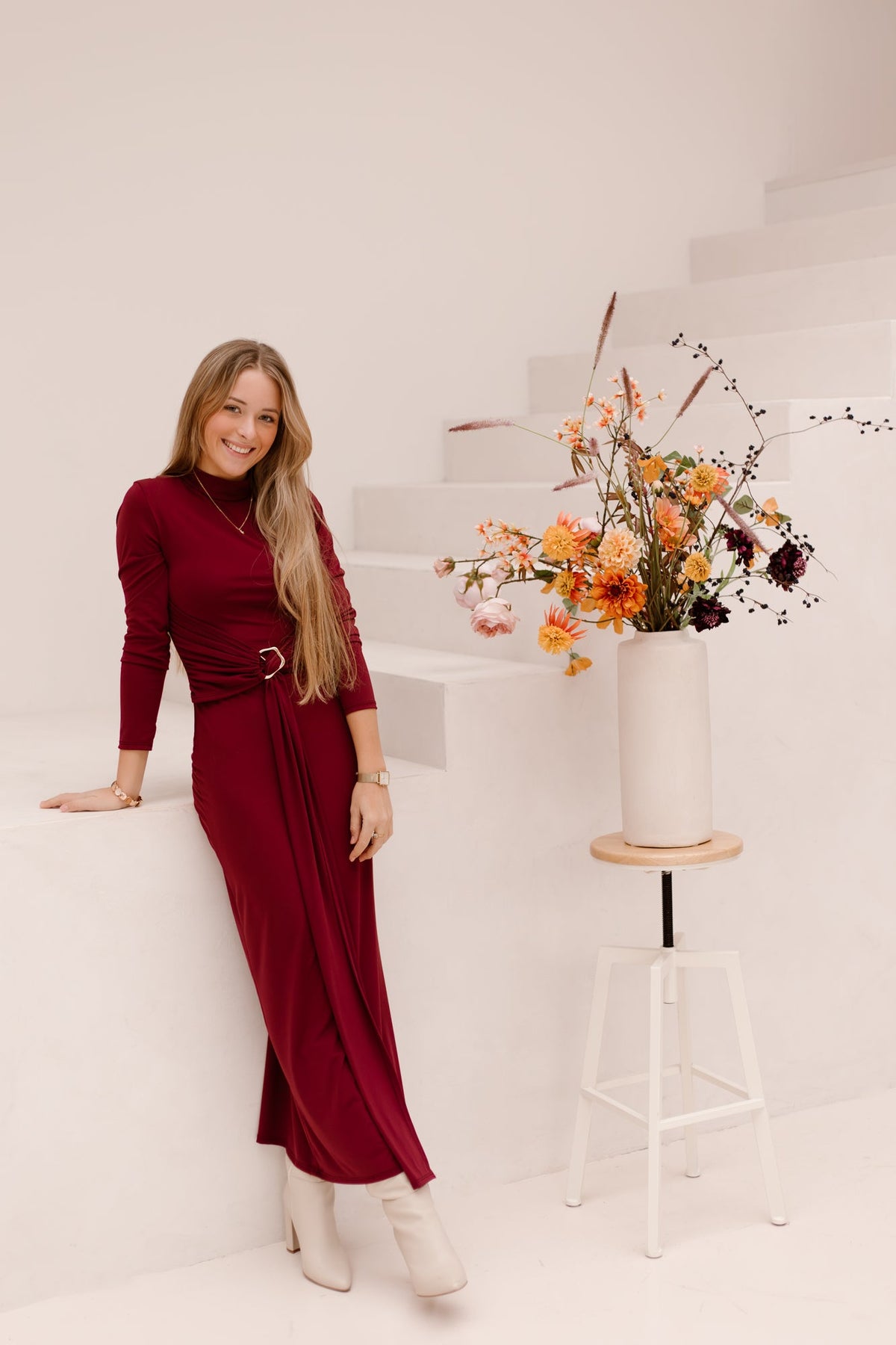 Therees dress bordeaux - Bij Keesje - Bij Keesje