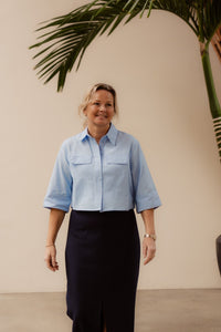 Theresa short blouse blue - Bij Keesje - Bij Keesje The Label - Blouse