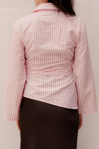 Tifuna stripe wrap shirt light pink - Bij Keesje - Neo Noir - Blouse