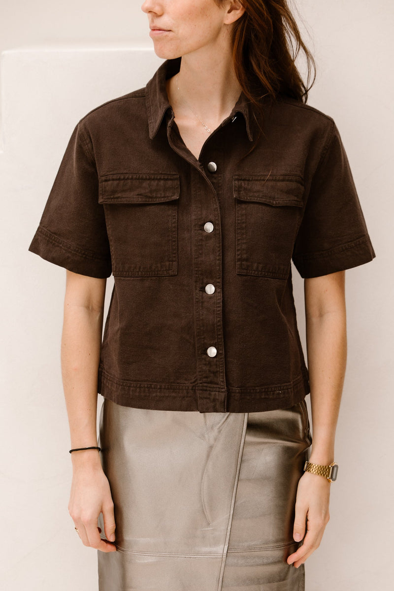 Tiki solid shirt dark brown - Bij Keesje - Neo Noir