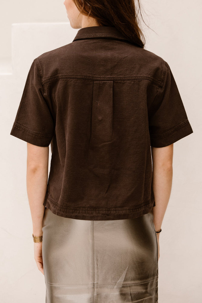 Tiki solid shirt dark brown - Bij Keesje - Neo Noir