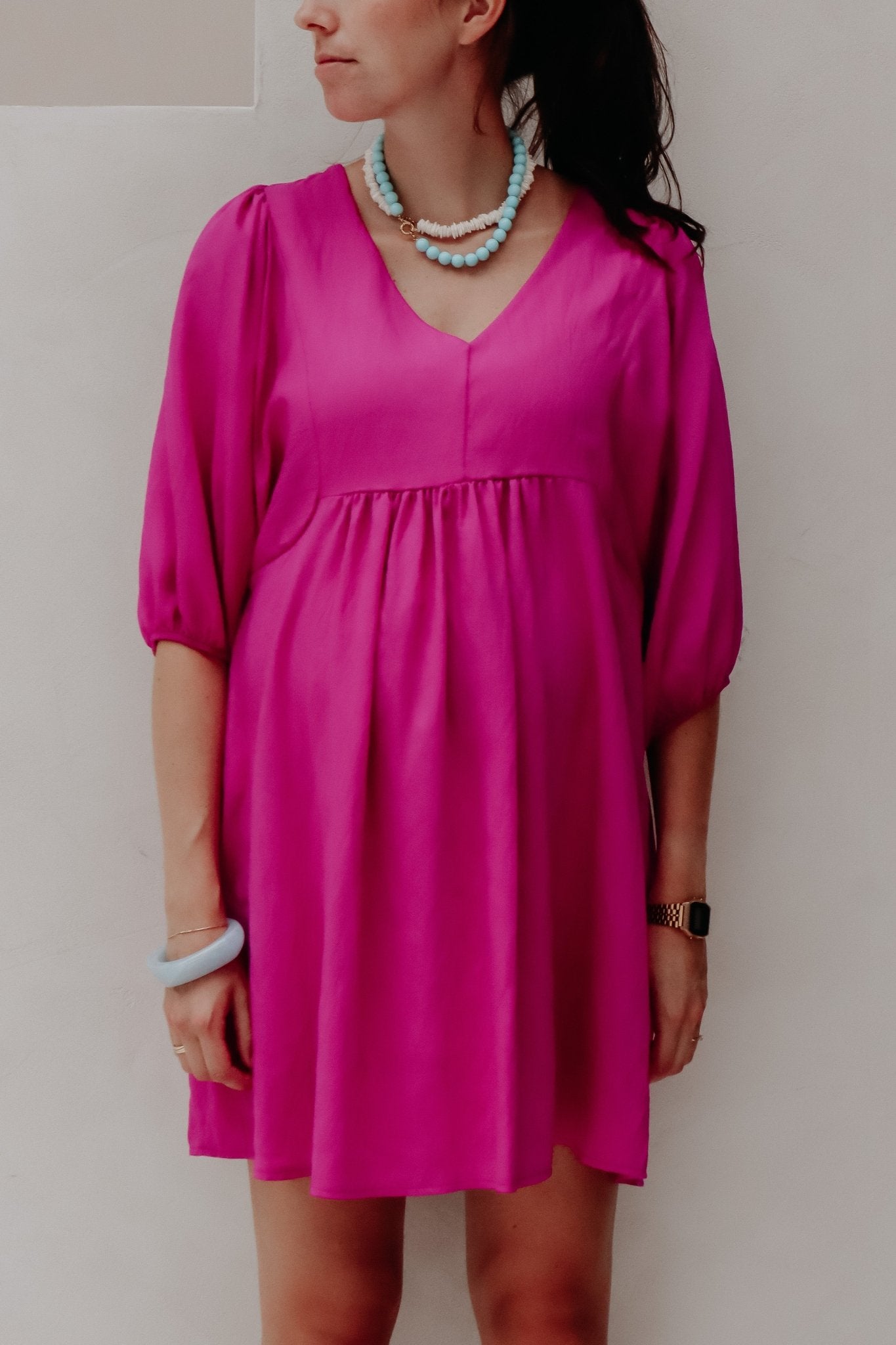 Tikva jurk kort magenta - Bij Keesje - Bij Keesje - Jurk