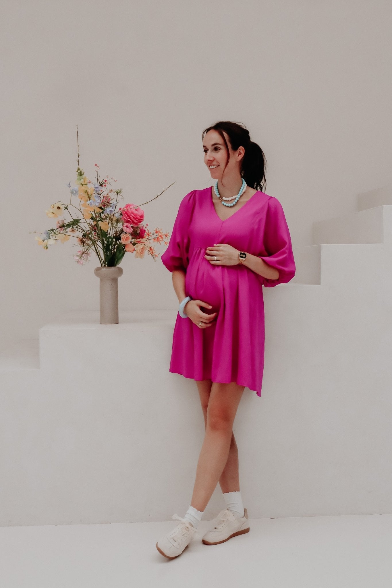 Tikva jurk kort magenta - Bij Keesje - Bij Keesje - Jurk