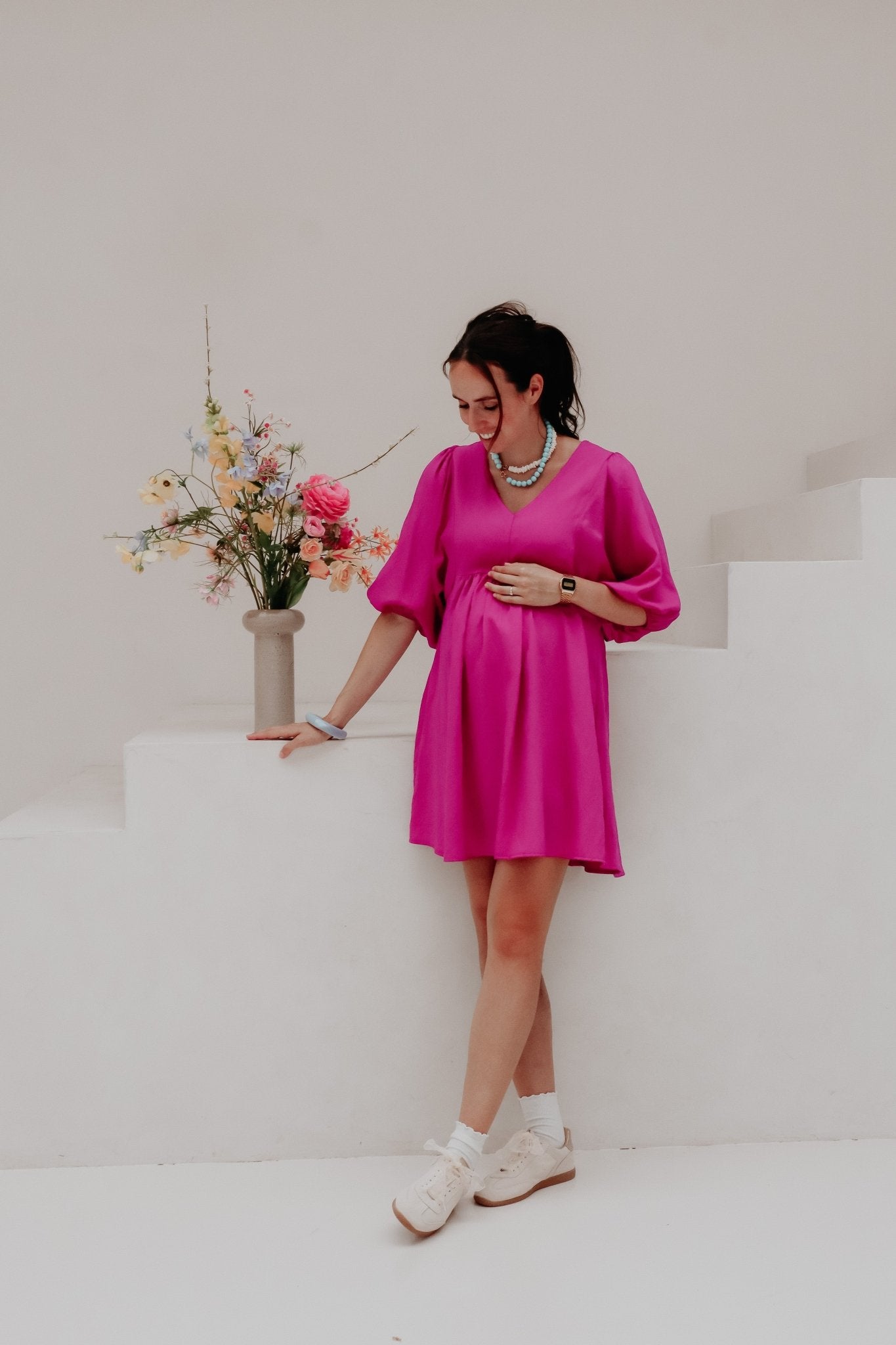 Tikva jurk kort magenta - Bij Keesje - Bij Keesje - Jurk
