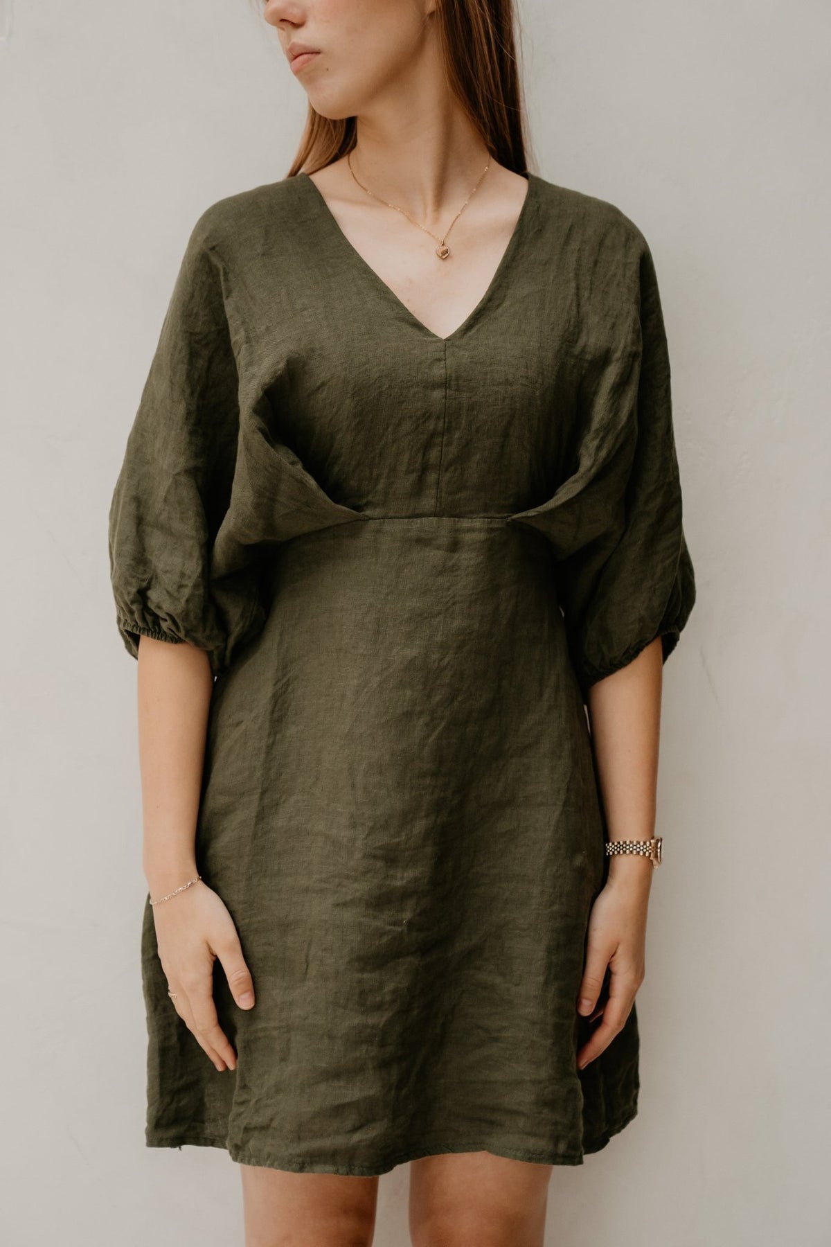 Tilly jurk v - hals groen - Bij Keesje - Bij Keesje - Jurk